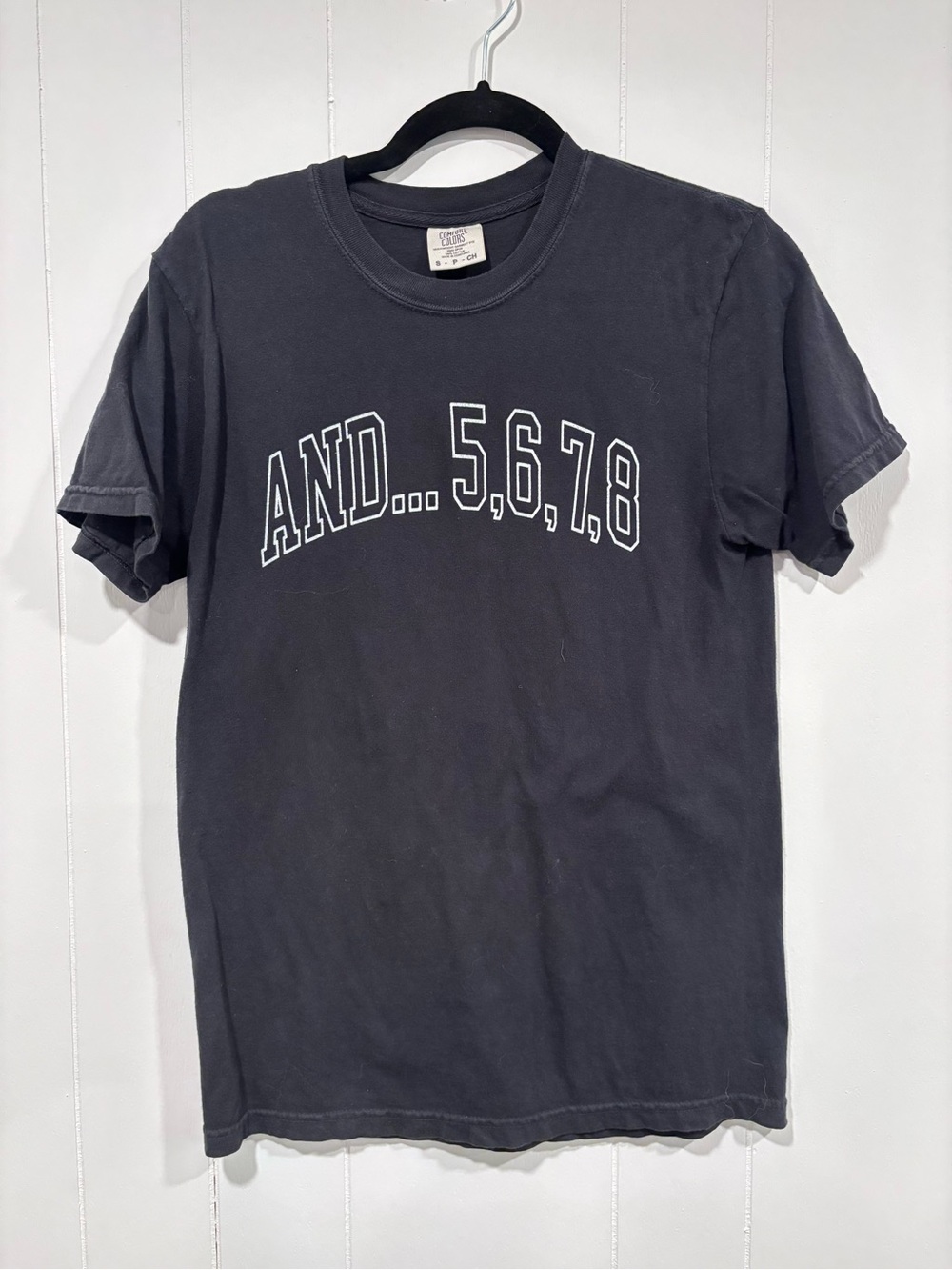 Comfort Colors Black Graphic Crewneck Tee with White 'AND...5,6,7,8' Print